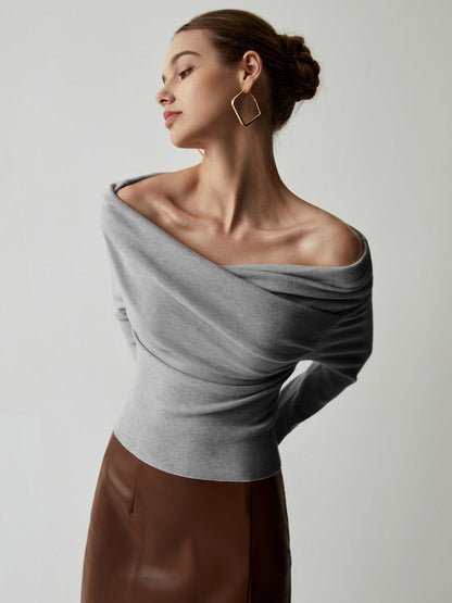 Slim Fit Knit Top with Polyester Acrylic Blend and Wrist Length Sleeves