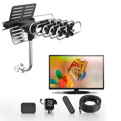 Outdoor TV Antenna with 360 Degree Motorized Rotation and Remote Control, 33ft Cable