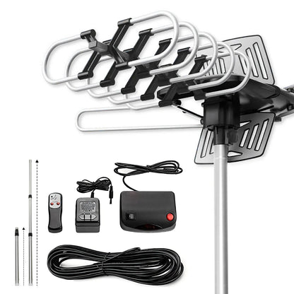 Outdoor TV Antenna with 360 Degree Motorized Rotation and Remote Control, 33ft Cable