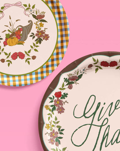 Iridescent Harvest Paper Plates with 9-inch and 7-inch Sizes, 32 Count