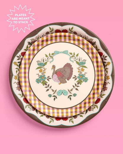 Iridescent Harvest Paper Plates with 9-inch and 7-inch Sizes, 32 Count