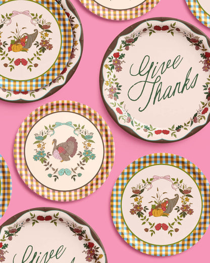 Iridescent Harvest Paper Plates with 9-inch and 7-inch Sizes, 32 Count