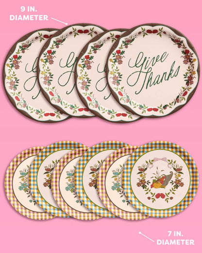 Iridescent Harvest Paper Plates with 9-inch and 7-inch Sizes, 32 Count