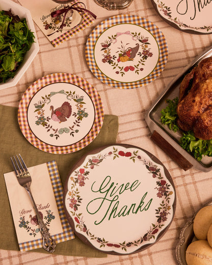 Iridescent Harvest Paper Plates with 9-inch and 7-inch Sizes, 32 Count