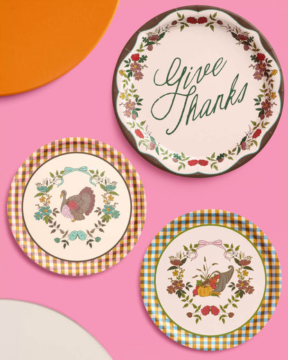 Iridescent Harvest Paper Plates with 9-inch and 7-inch Sizes, 32 Count