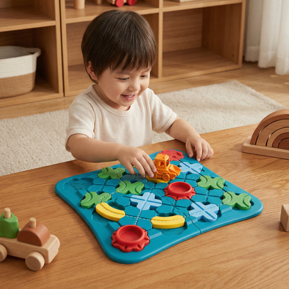 Colorful Street Layout Puzzle with a Movable Vehicle for Building Roads and Towns