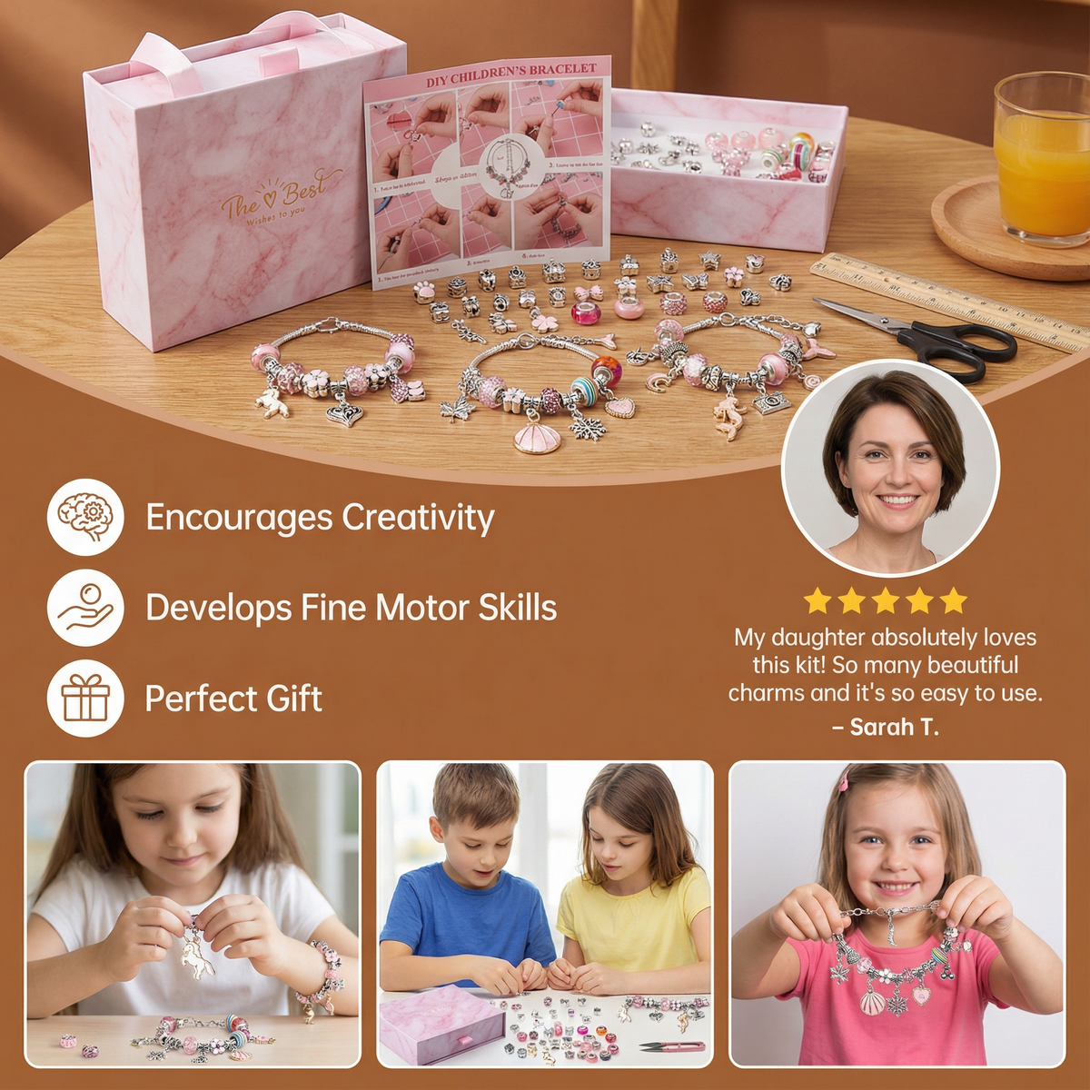 DIY Beaded Jewelry Making Kit with Strings and Clasps for Kids