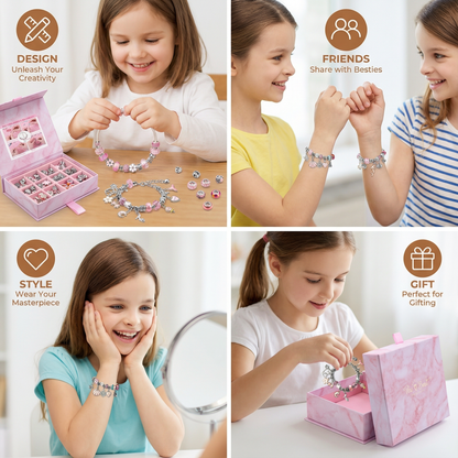 DIY Beaded Jewelry Making Kit with Strings and Clasps for Kids