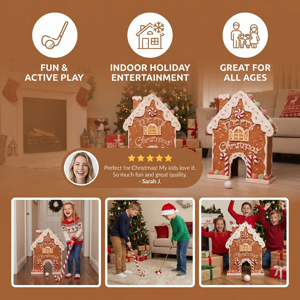 Gingerbread Themed Mini Golf Set That Turns a Living Room or Office into a Holiday Course