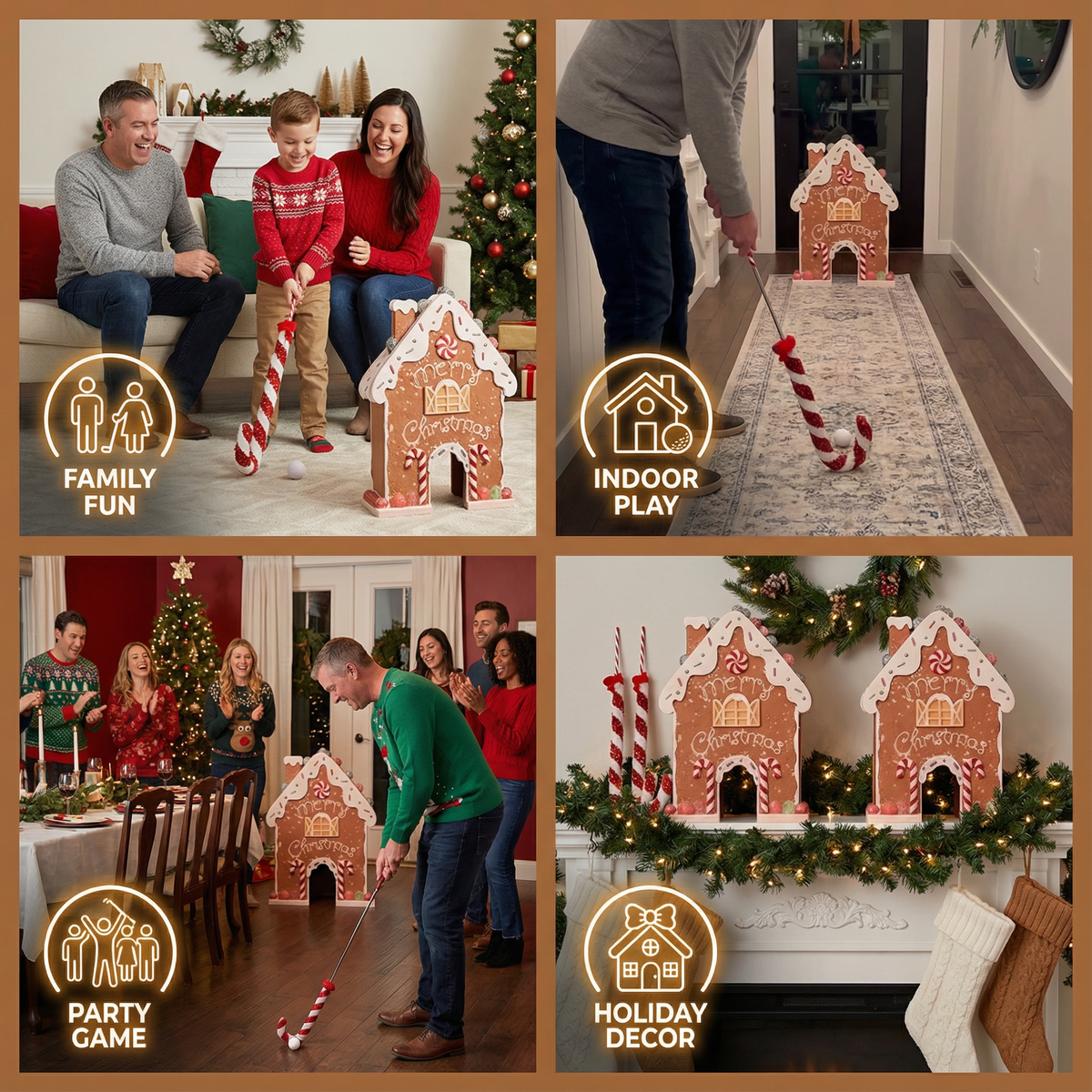 Gingerbread Themed Mini Golf Set That Turns a Living Room or Office into a Holiday Course