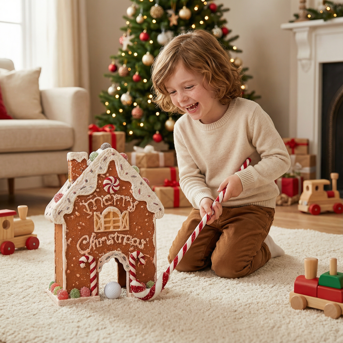 Gingerbread Themed Mini Golf Set That Turns a Living Room or Office into a Holiday Course